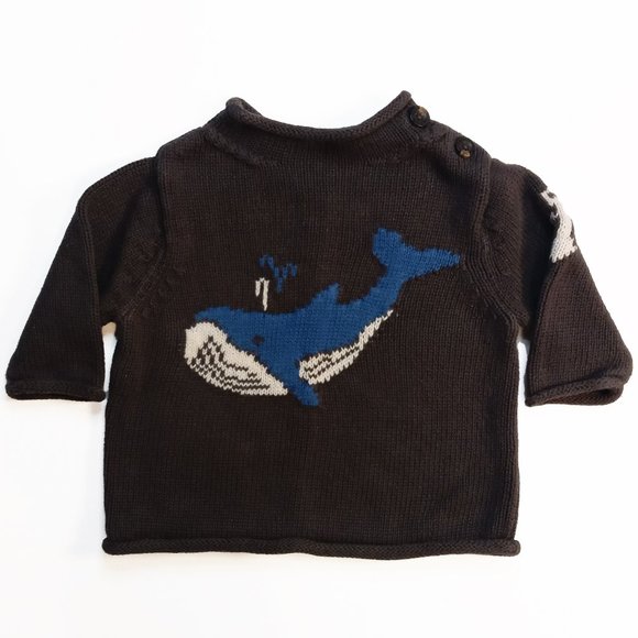 BabyGAP Dark Gray Knit Sweater With Whale Detail US 3-6M - Picture 1 of 7